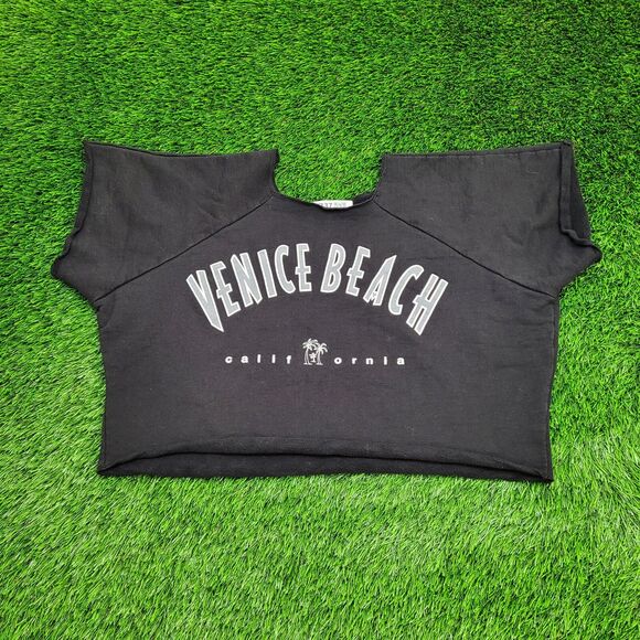 Vintage 90s Venice Beach Sweatshirt Womens 2XL 25x16 Black - Picture 1 of 10